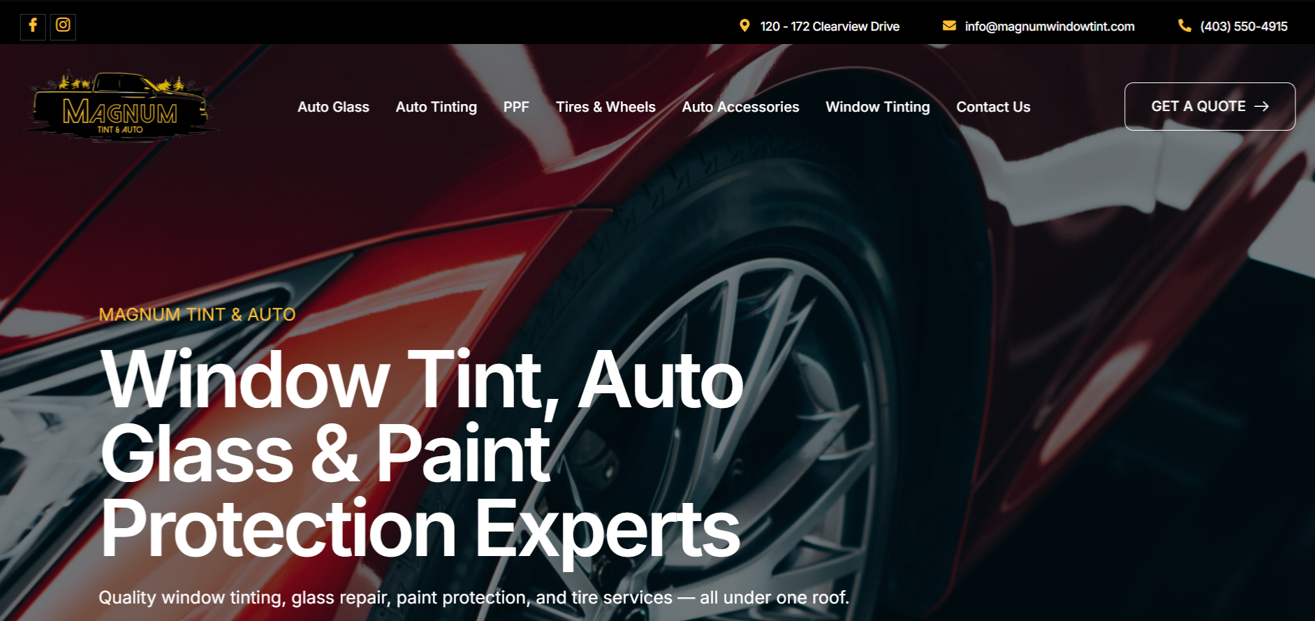 Red Deer website design by Set Your Sites for Magnum Tint and Auto